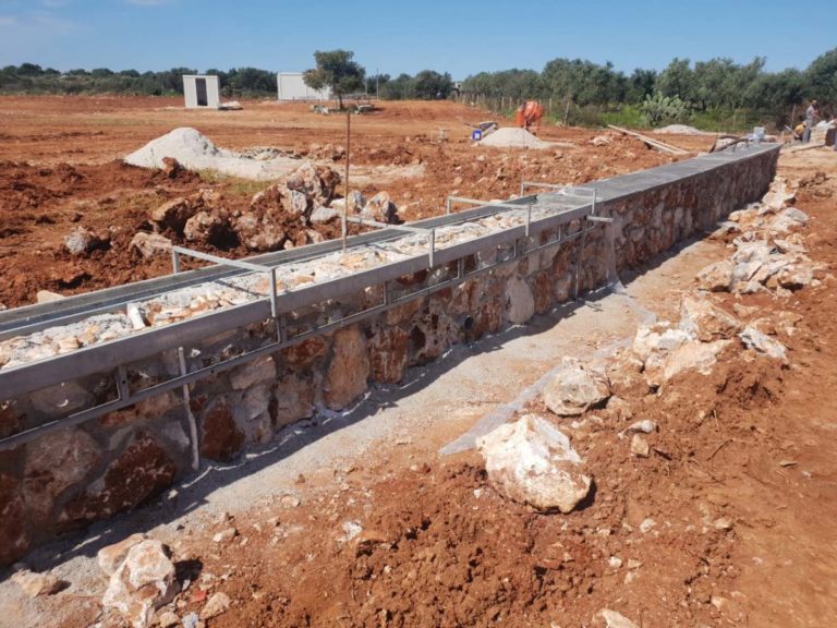 Stone walls building