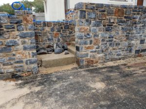 Stone walls building